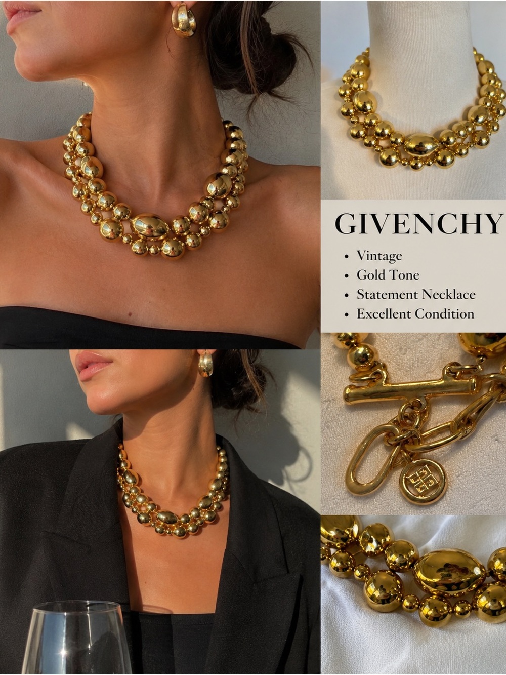 Givenchy Gold-Tone Beaded Statement Necklace